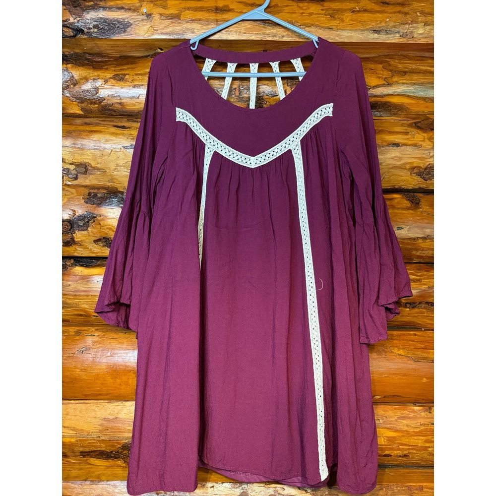 Entro Burgundy Wine Swing‎ Dress Size Medium